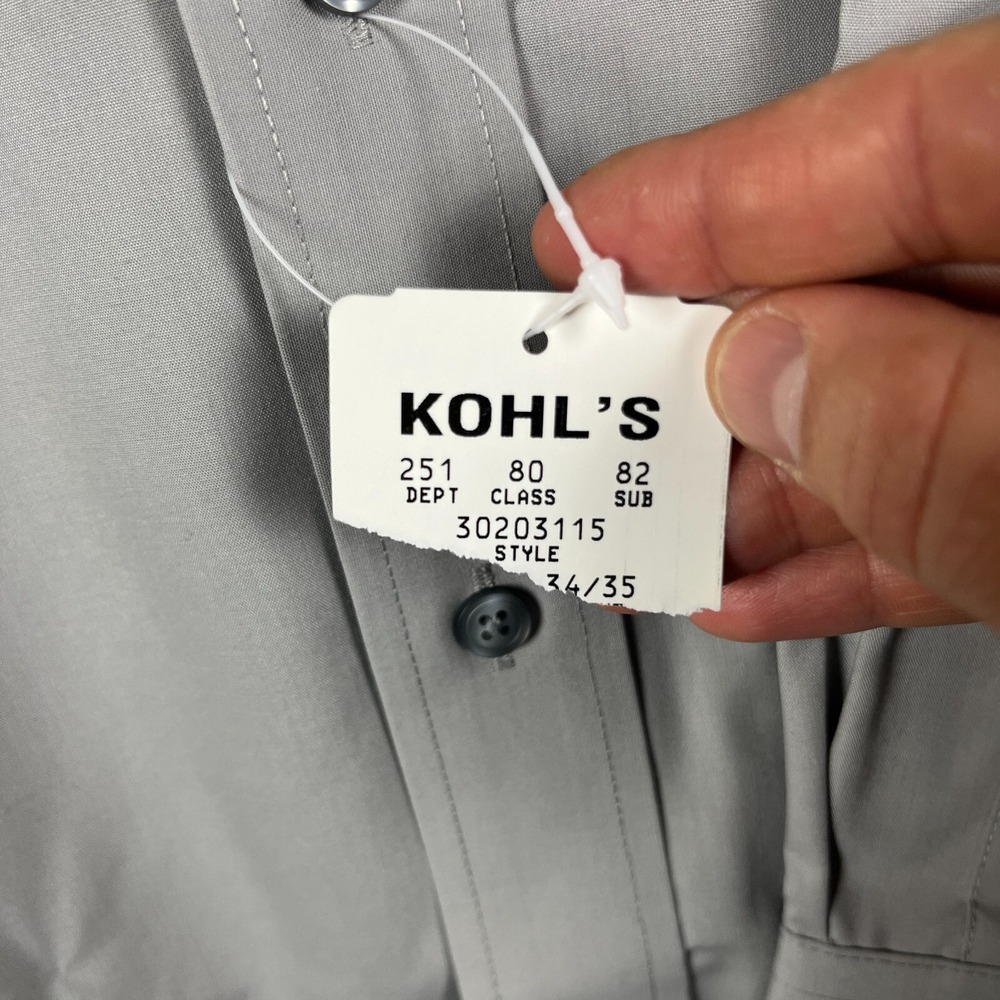 Croft‎ & Barrow Shirt Men's Button Up 18.5 34/35 Long Sleeve Gray Broadcloth NEW - Picture 5 of 13